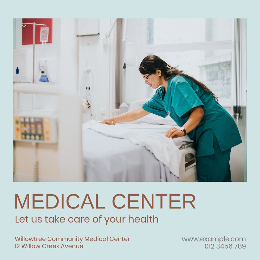 Medical center Instagram post template, editable text