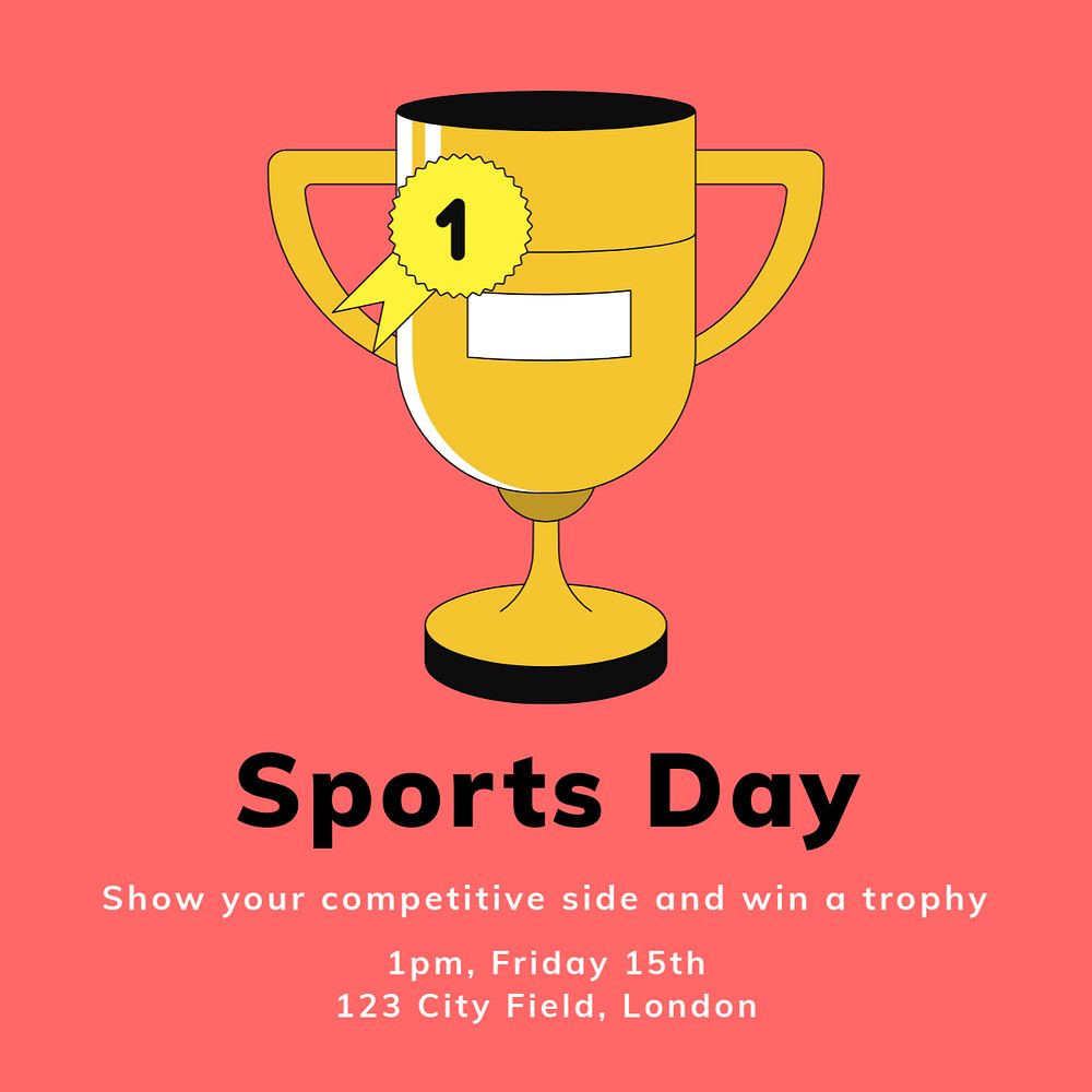 Sports day Instagram post template, editable text