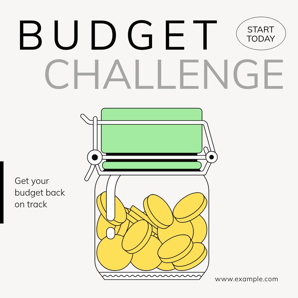 Budget challenge Instagram post template, editable text