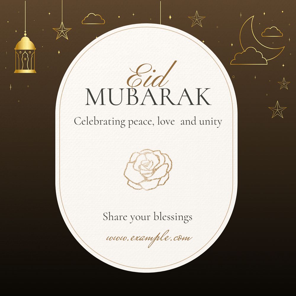 Eid Mubarak Instagram post template, editable text