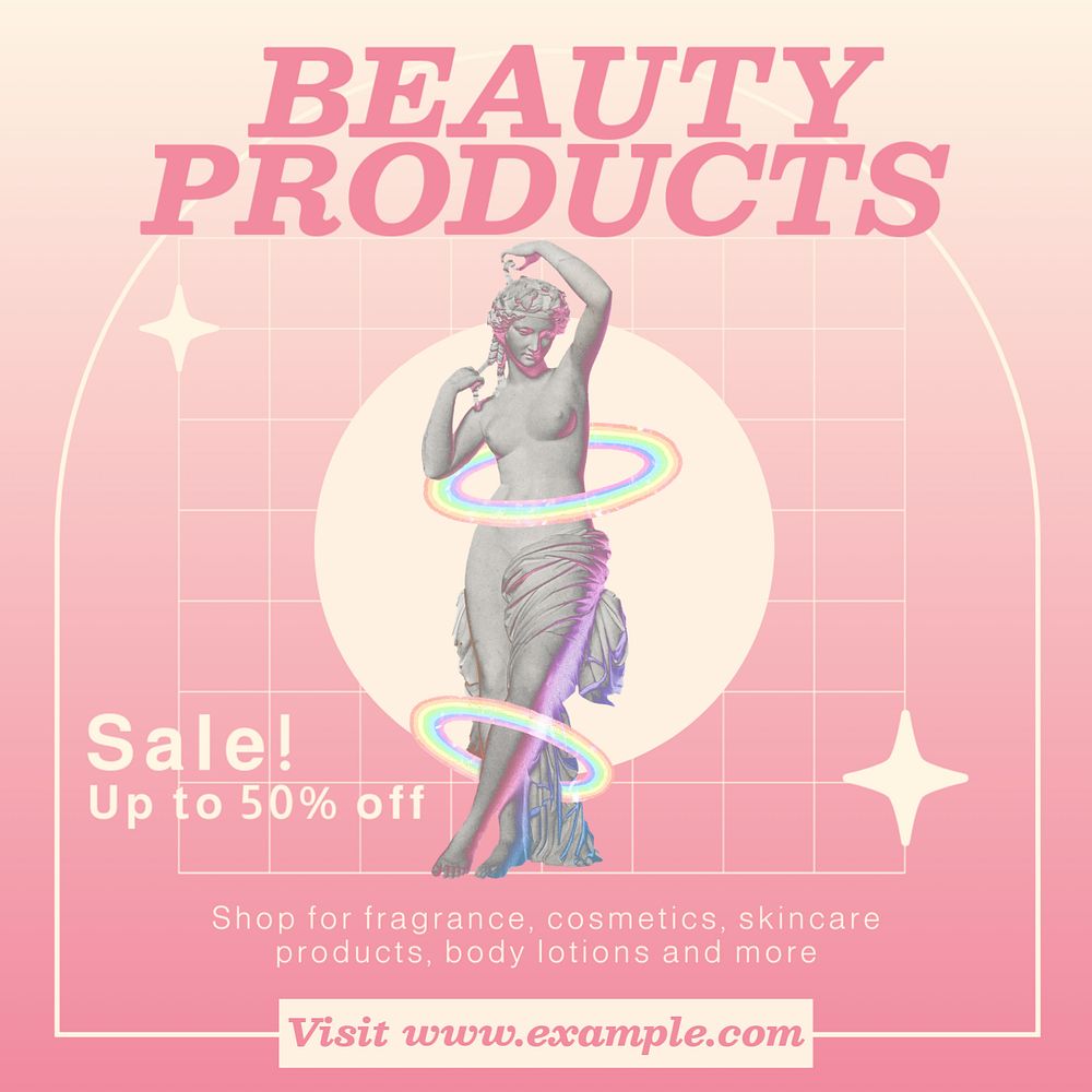 Beauty product sale Instagram post template, editable text