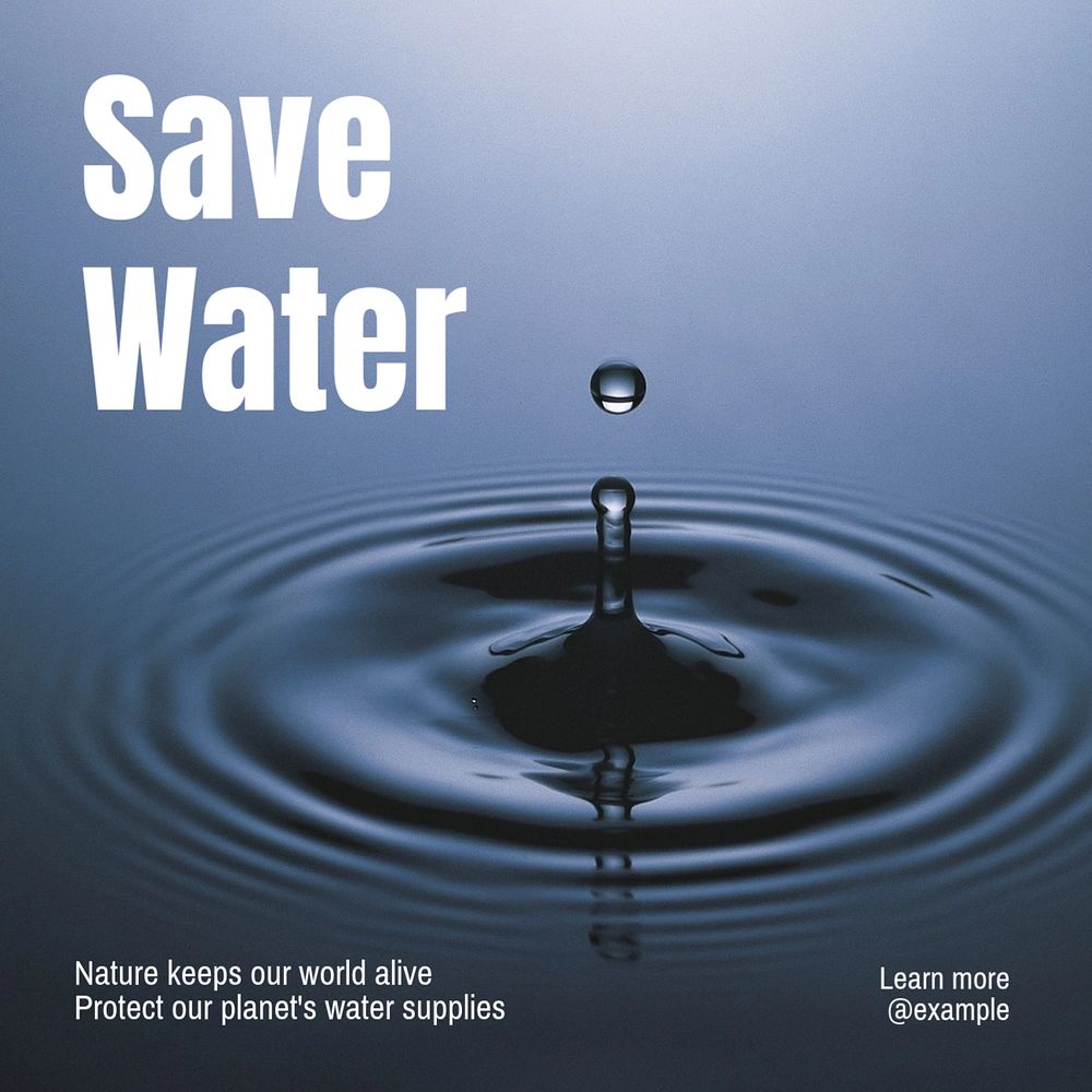 Save water Instagram post template, editable text