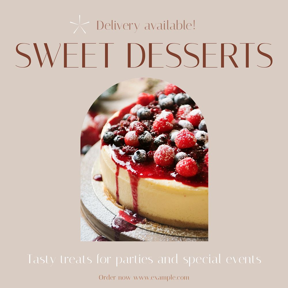 Sweet desserts Instagram post template, editable text