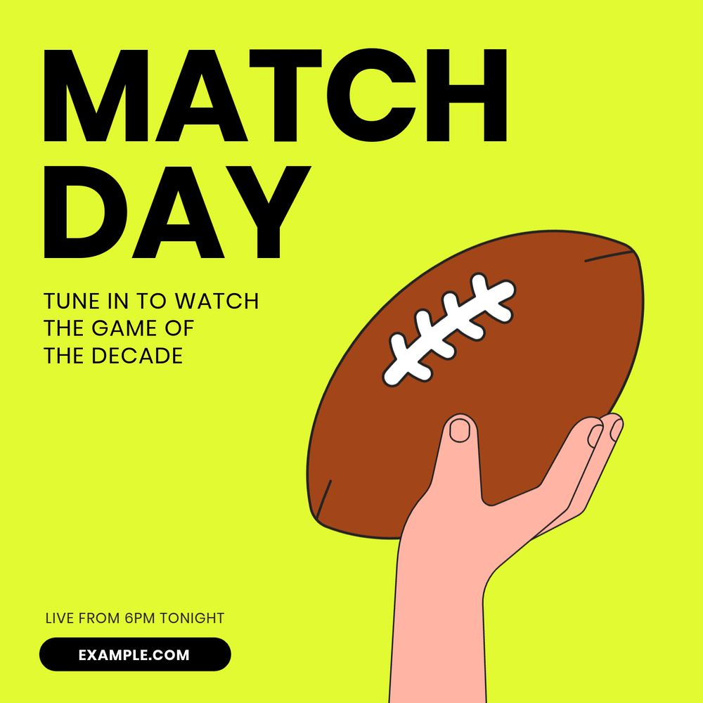 Match day Instagram post template, editable text