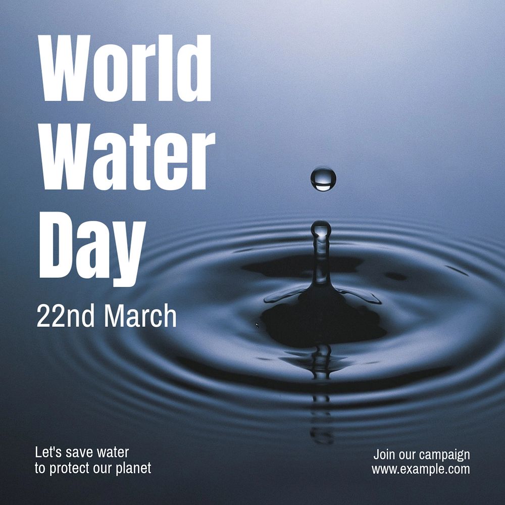 World water day Instagram post template, editable text