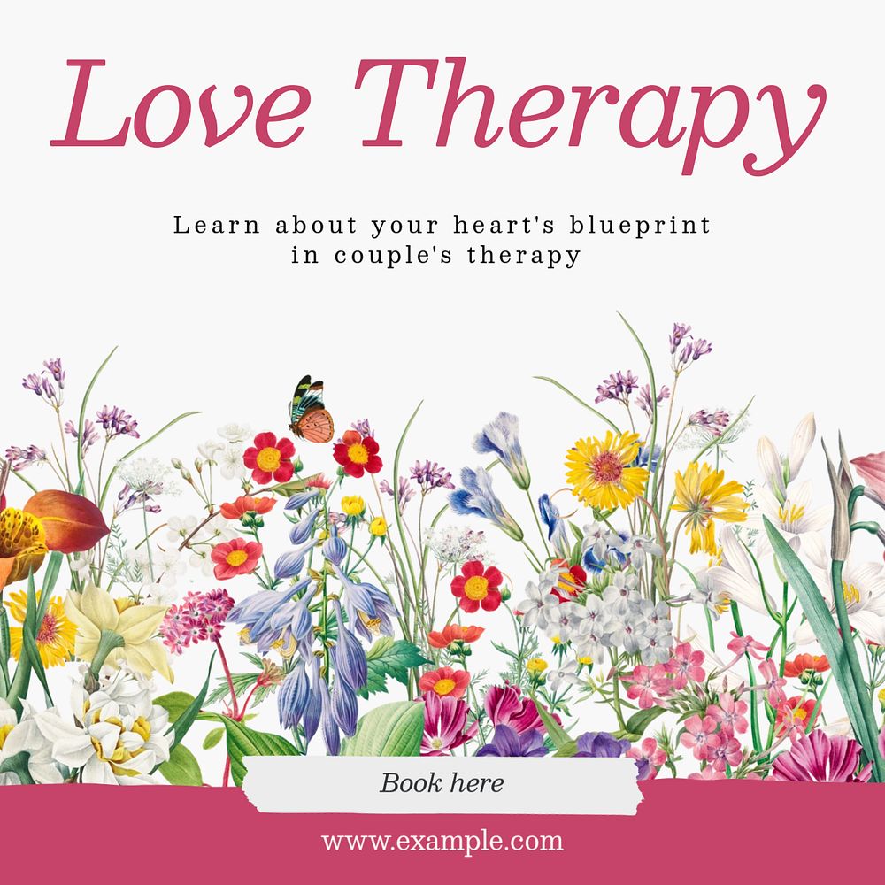 Love's therapy Instagram post template, editable text