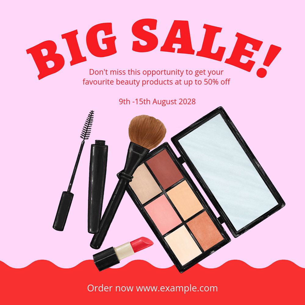 Cosmetics big sale Instagram post template, editable text