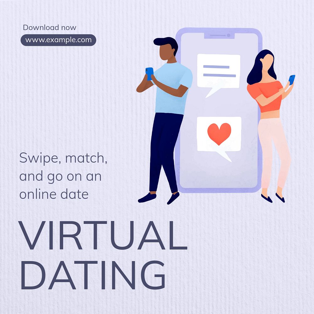 Virtual dating Instagram post template, editable text