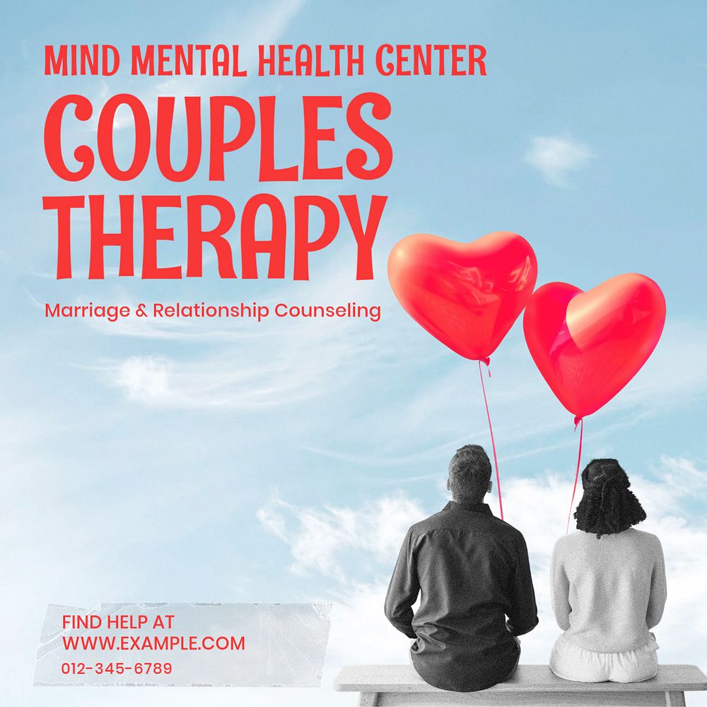 Couples therapy Instagram post template, editable text