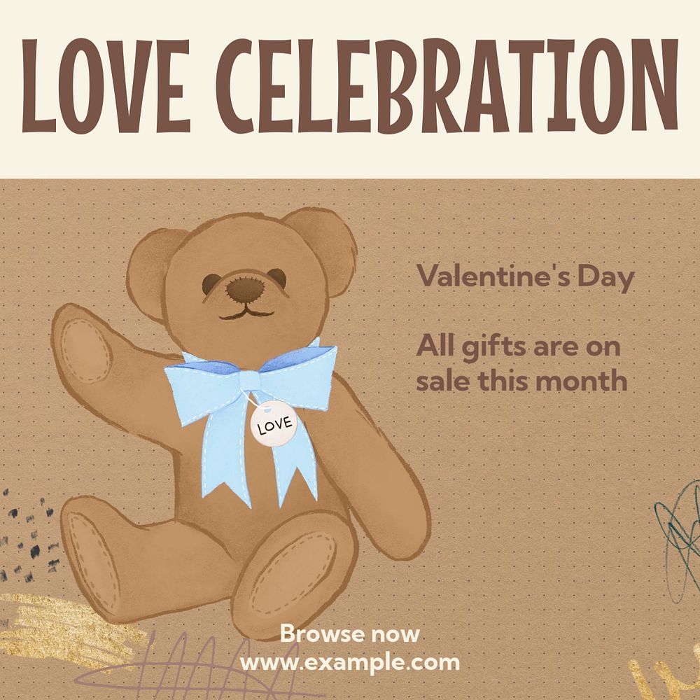 Love celebration Instagram post template, editable text