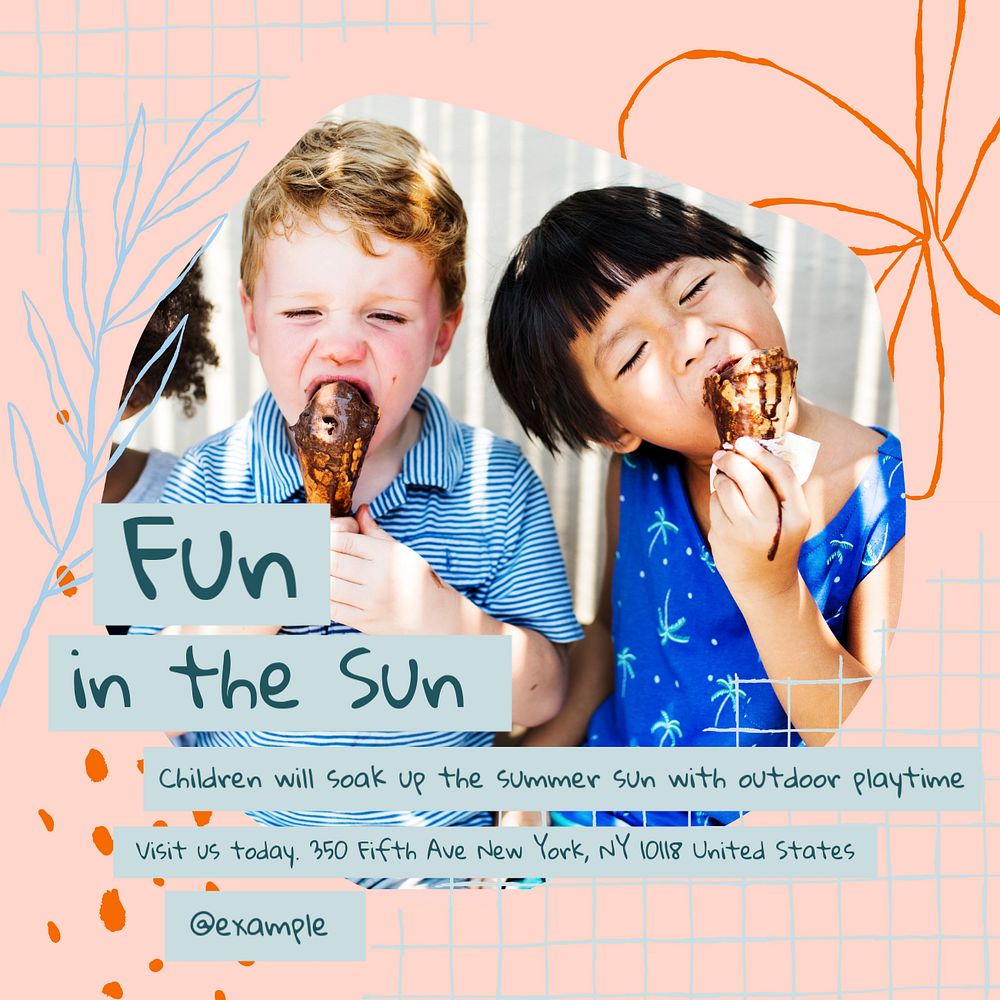 Outdoor playtime Instagram post template, editable text