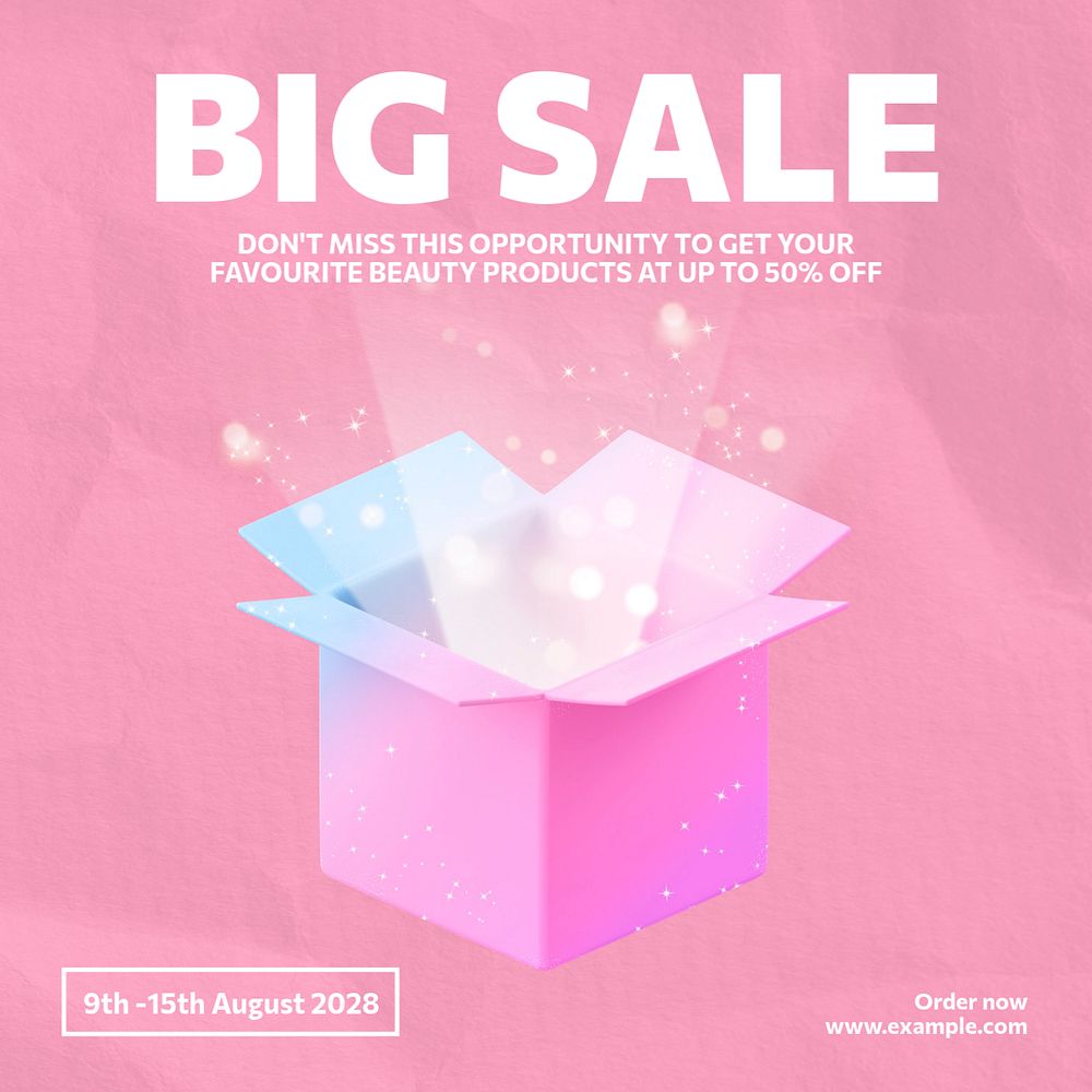 Cosmetics big sale Instagram post template, editable text