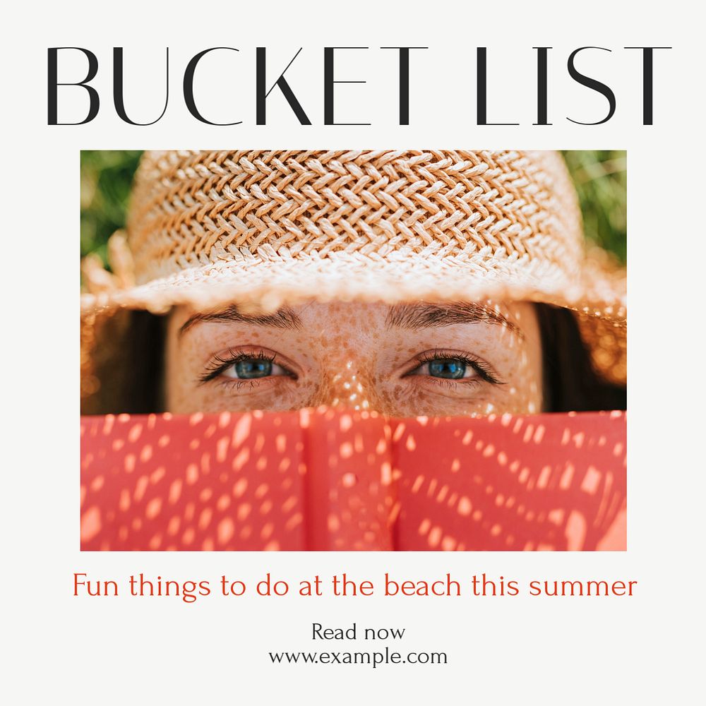 Bucket list Instagram post template, editable text