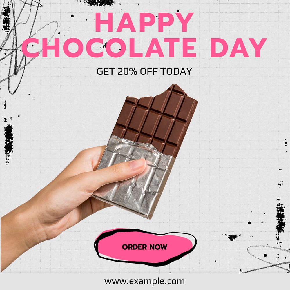 Chocolate day Instagram post template, editable text