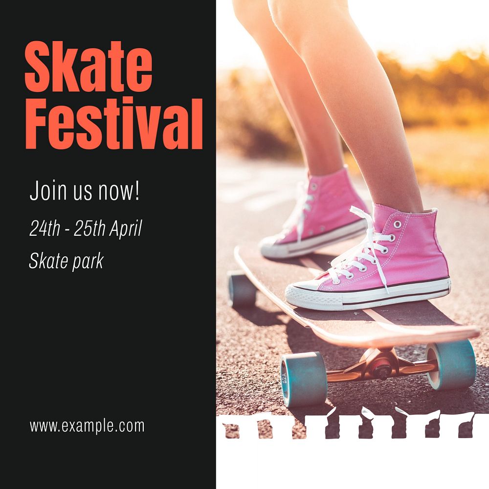 Skate festival Instagram post template, editable text