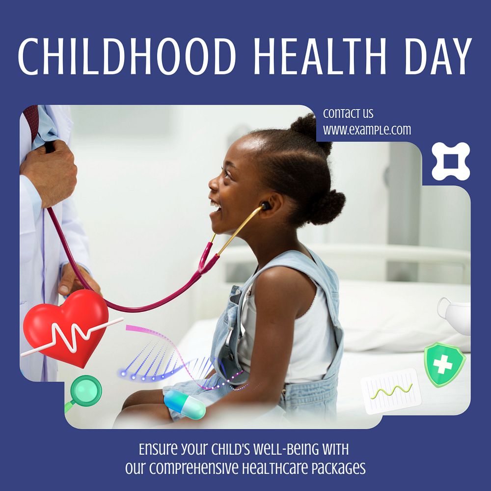 Childhood health day Instagram post template, editable text