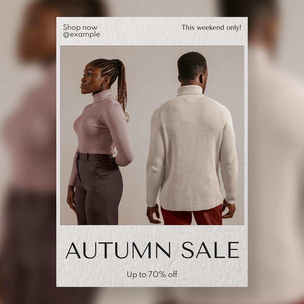 Autumn sale Instagram post template, editable text