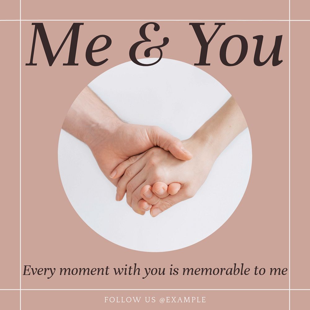 Me & you Instagram post template, editable text