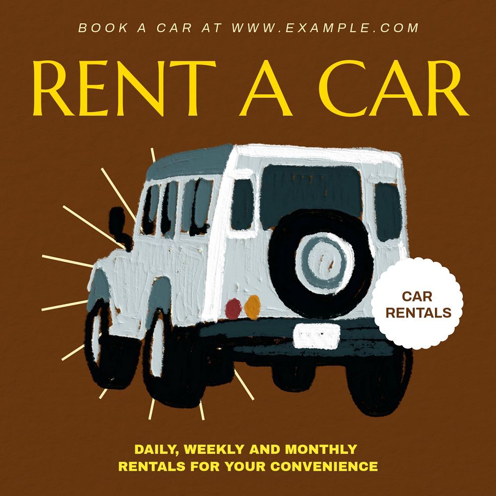 Car rentals Instagram post template, editable text