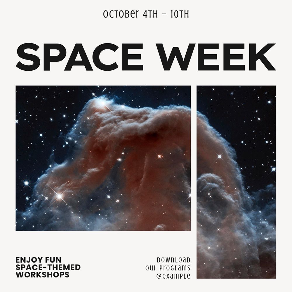 Space week Instagram post template, editable text