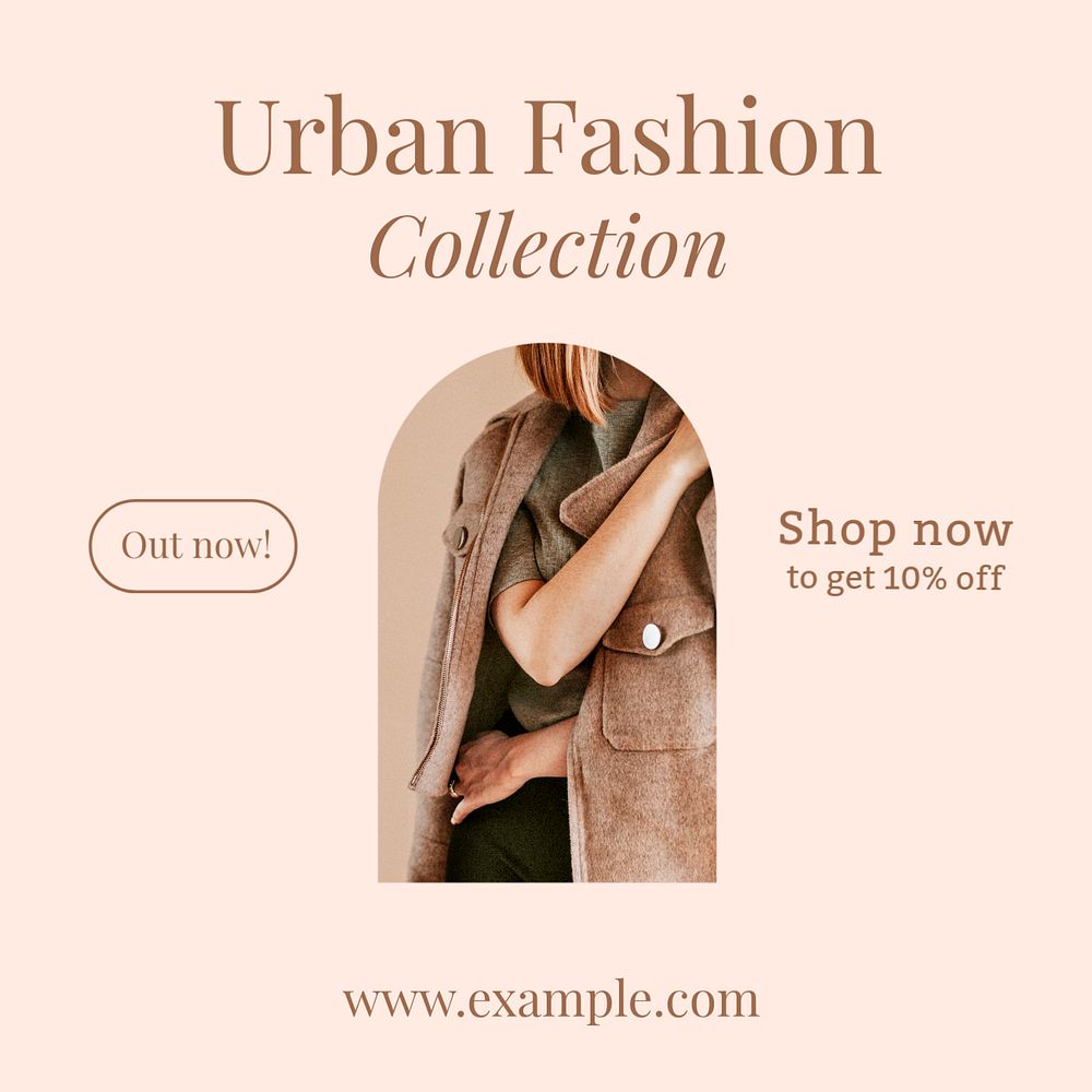 Urban fashion collection Instagram post template, editable text