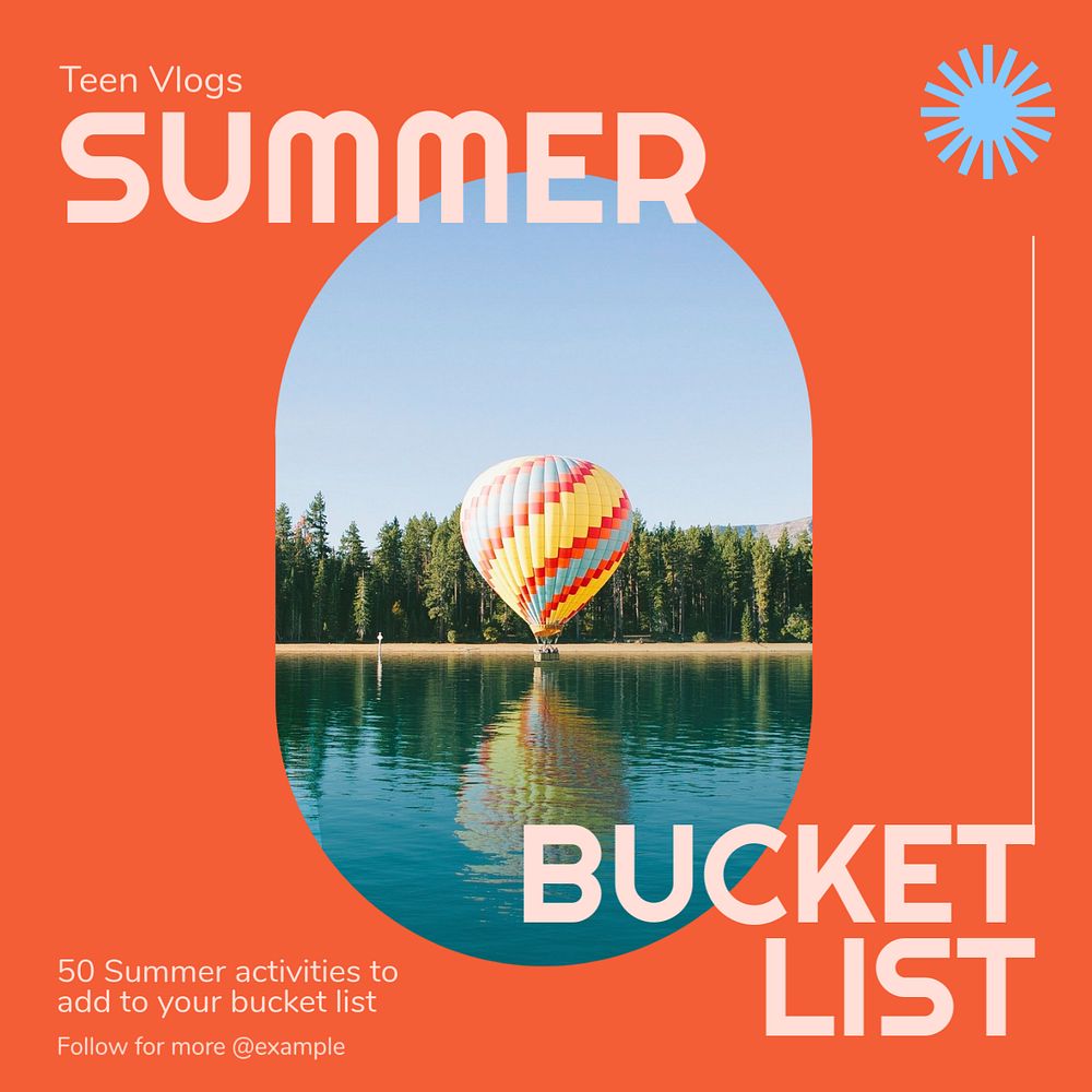 Summer bucket list Instagram post template, editable text