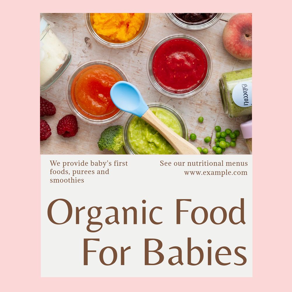 Baby food Instagram post template, editable text