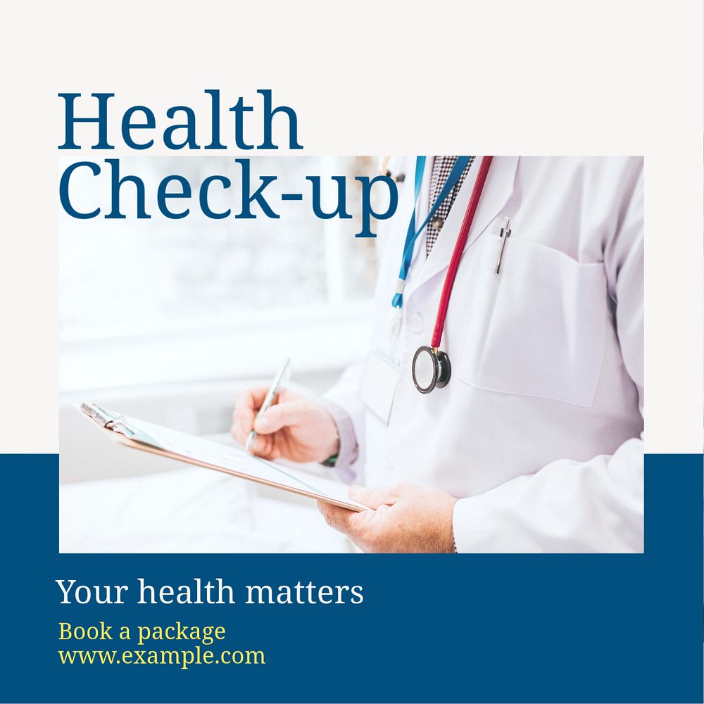 Health check-up Instagram post template, editable text