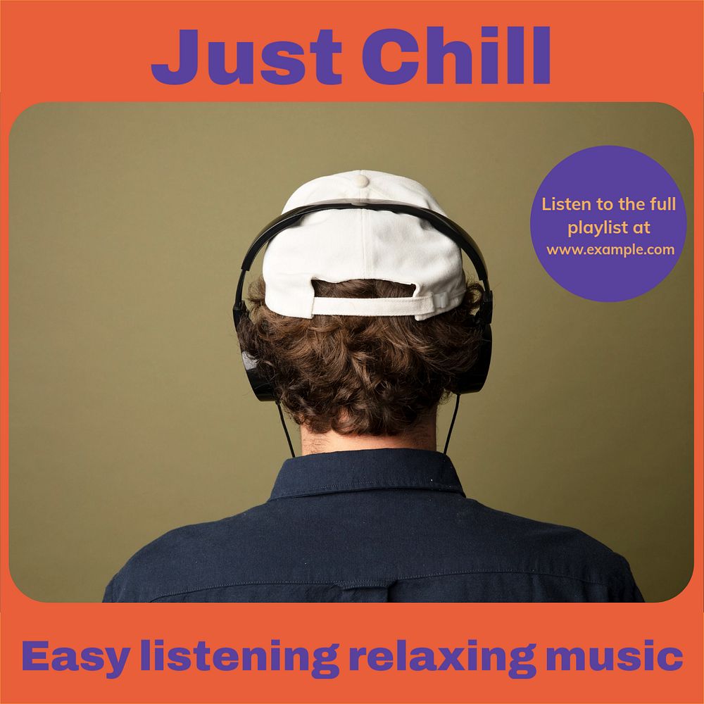 Chill music Instagram post template, editable text