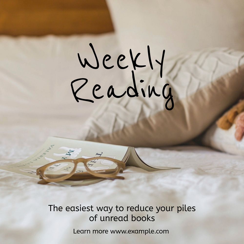 Weekly reading Instagram post template, editable text