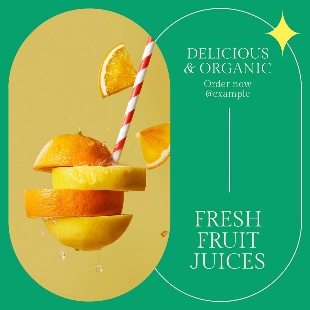 Fruit juices Instagram post template, editable text