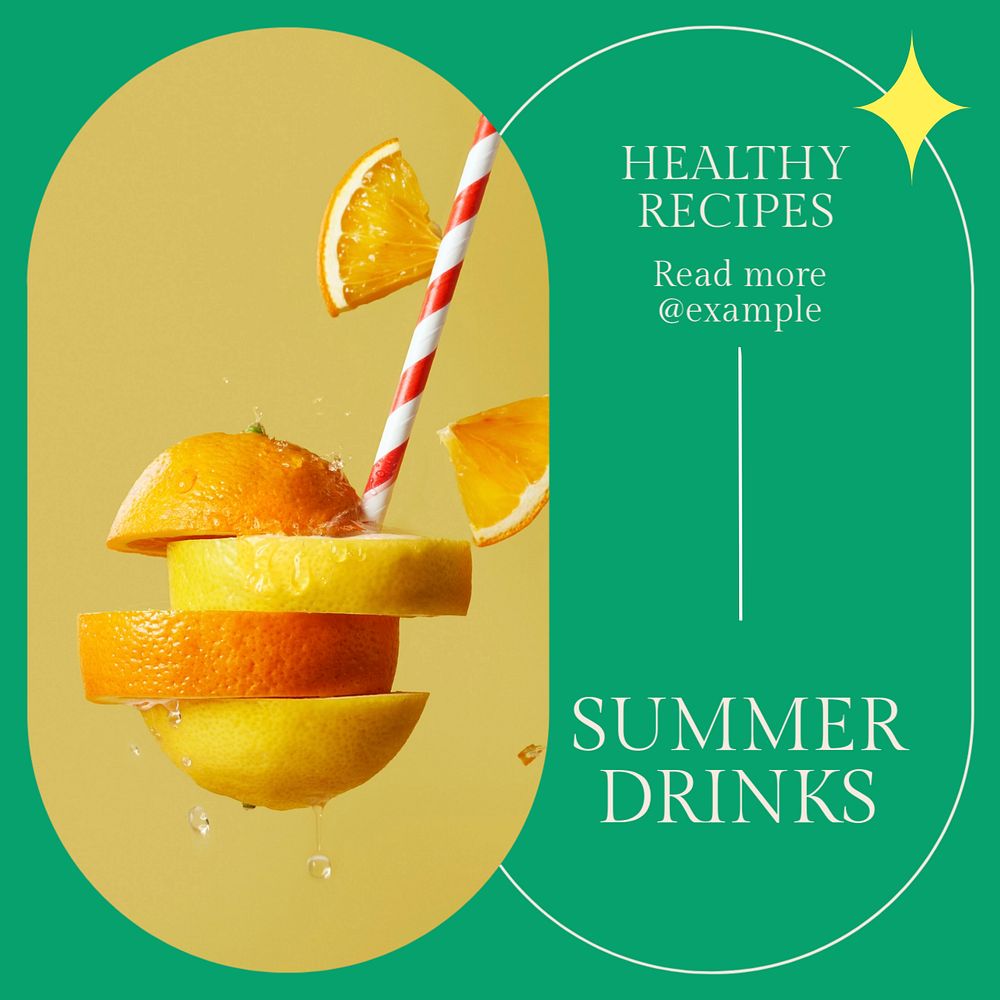 Summer drinks Instagram post template, editable text