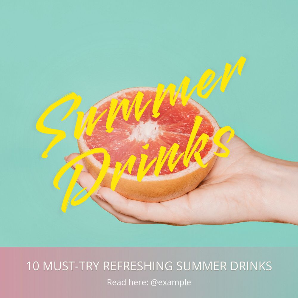 Summer drinks Instagram post template, editable text