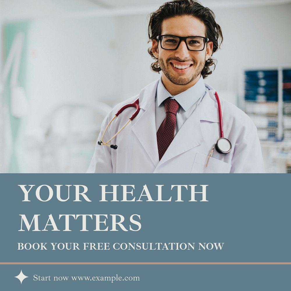 Your health matters Instagram post template, editable text