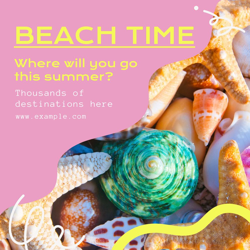 Summer holiday Instagram post template, editable text