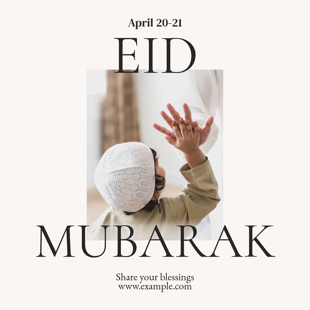 Eid Mubarak Instagram post template, editable text