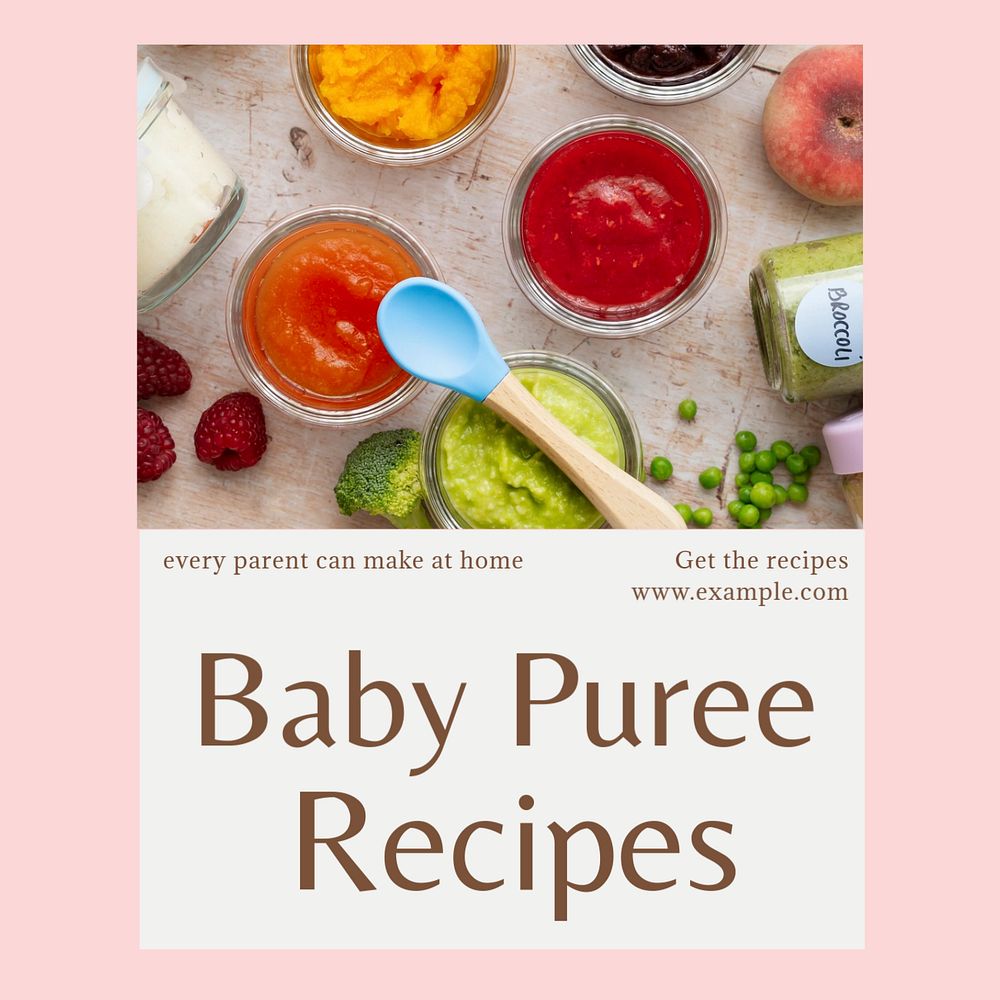 Baby puree Instagram post template, editable text