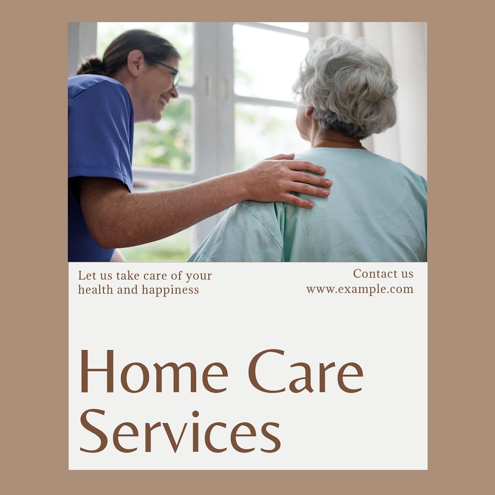 Home care services Instagram post template, editable text