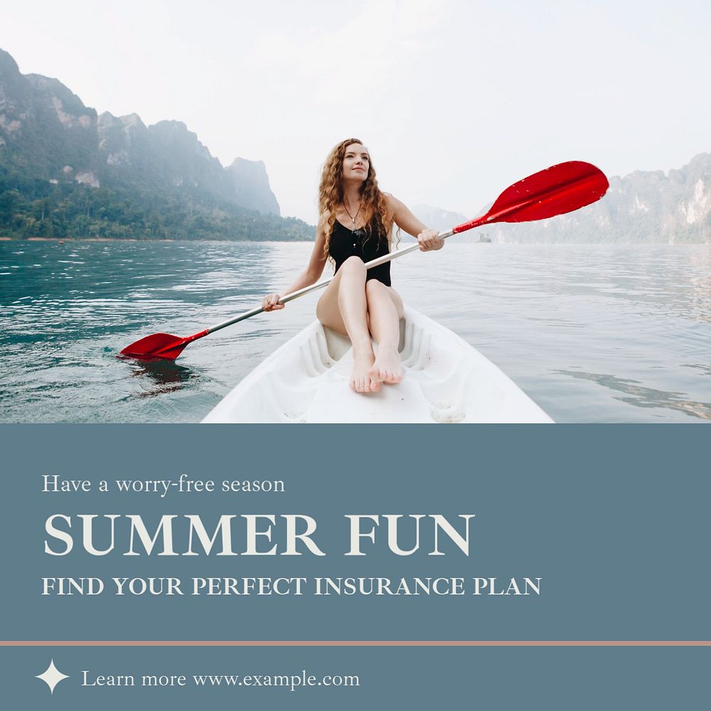 Summer fun insurance Instagram post template, editable text