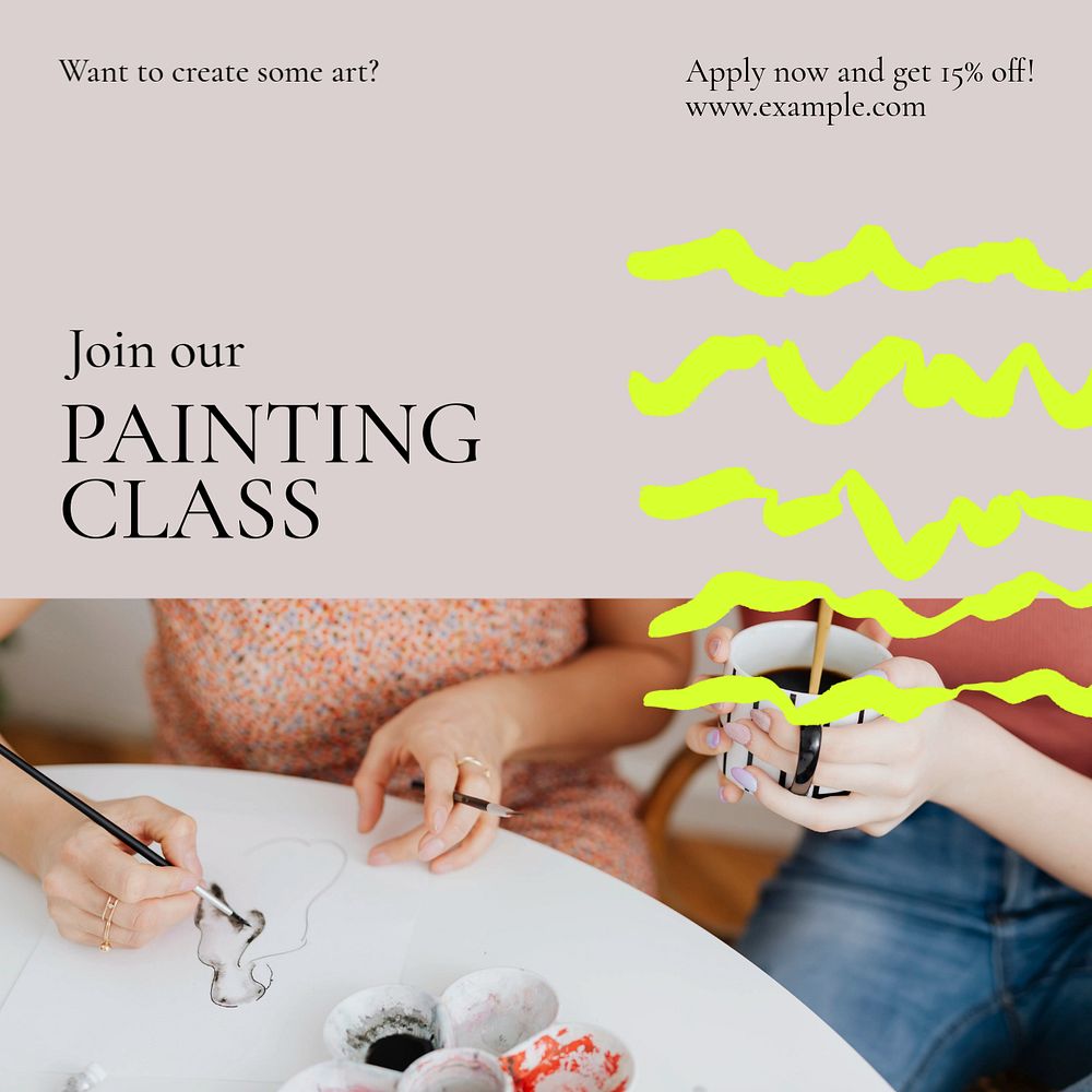 Painting class Instagram post template, editable text