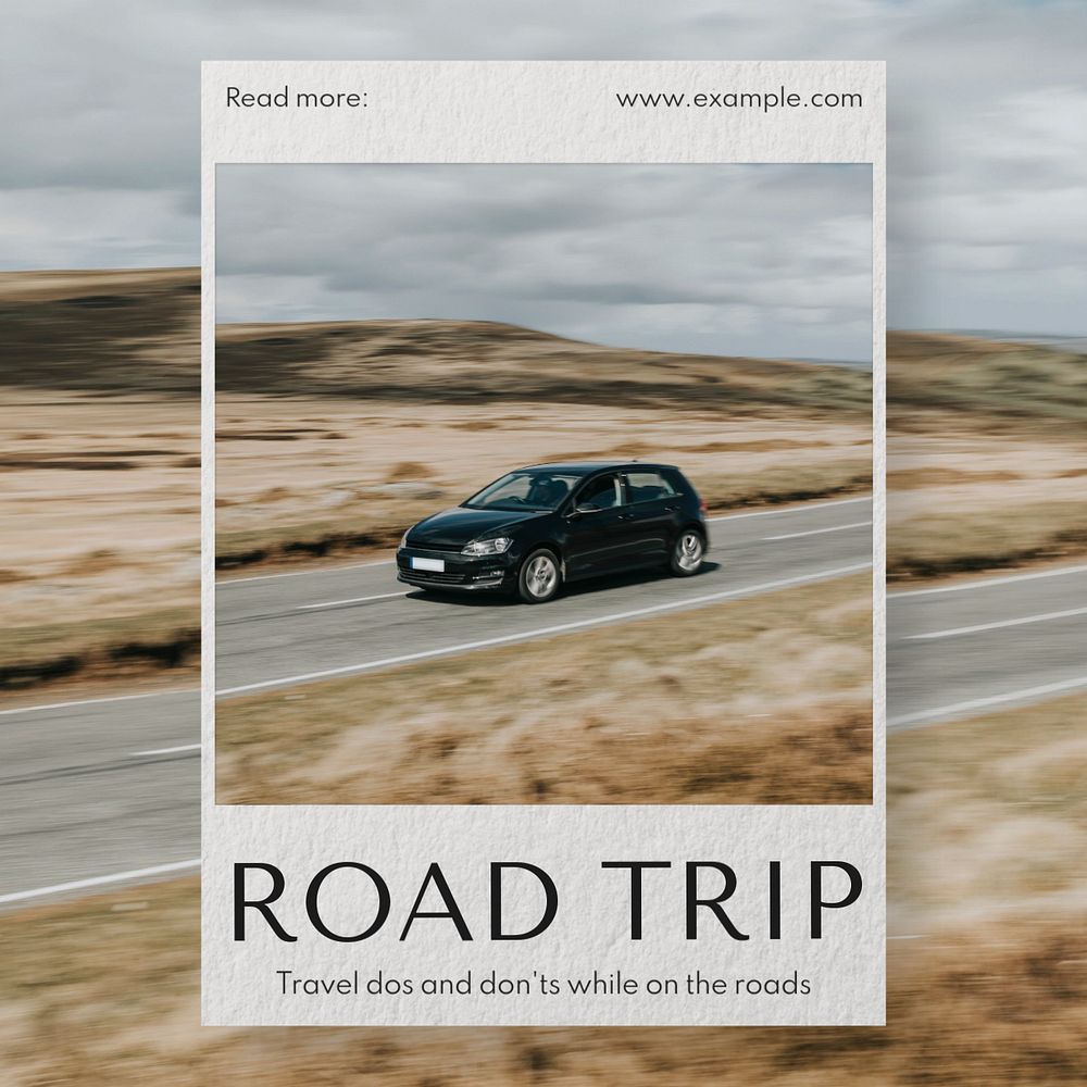 Road trip Instagram post template, editable text