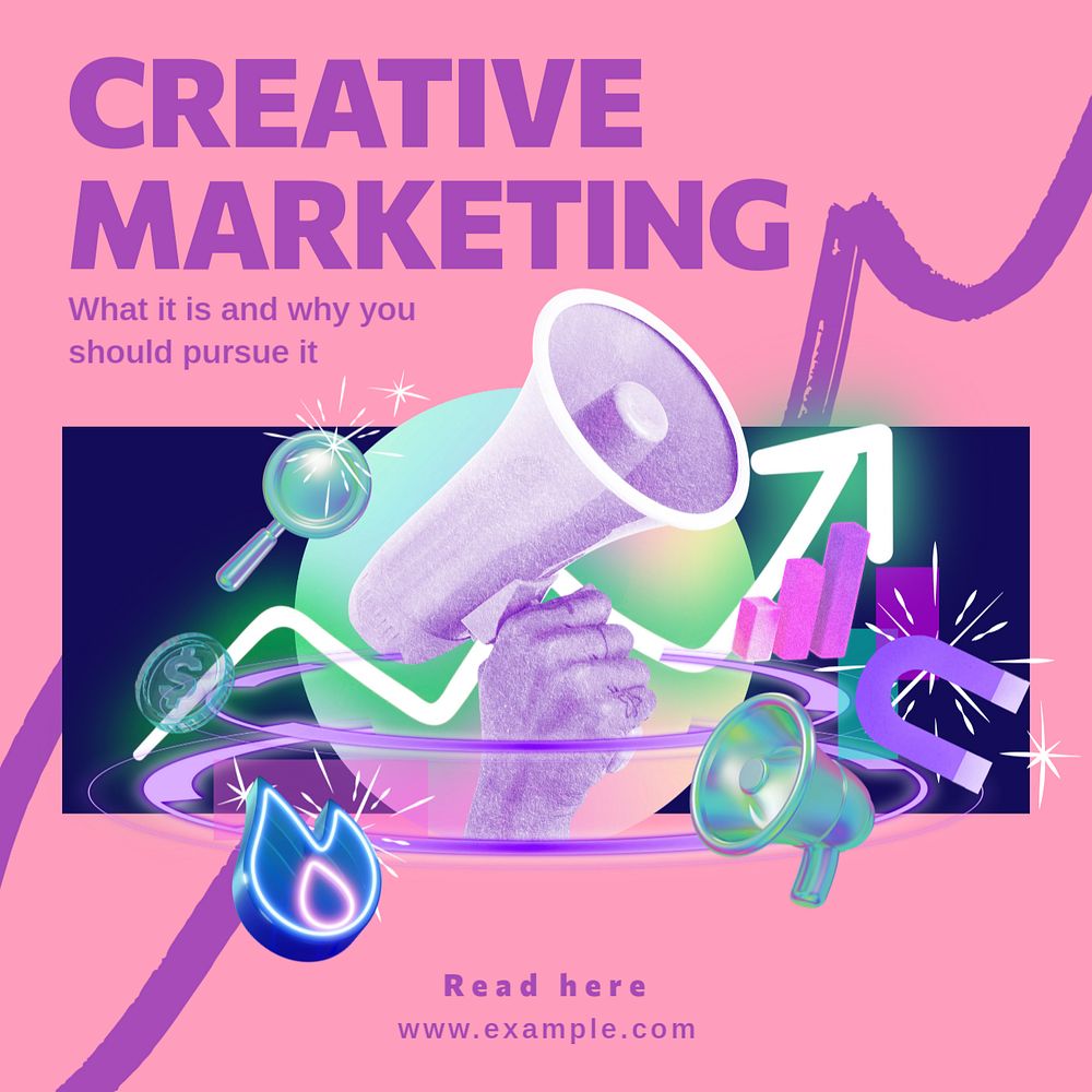 creative marketing Instagram post template, editable text