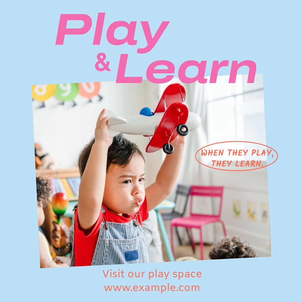 Play & learn Instagram post template, editable text