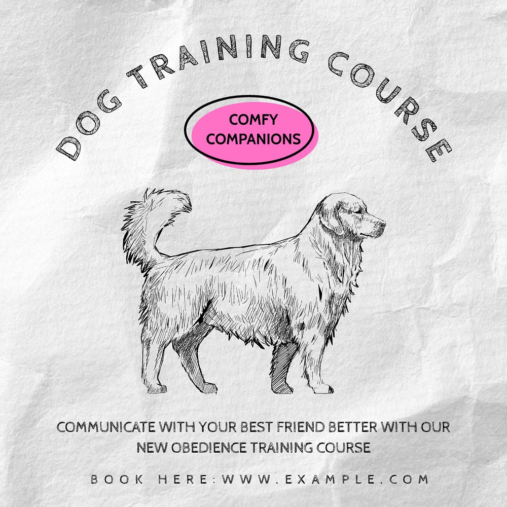 Dog training Instagram post template, editable text