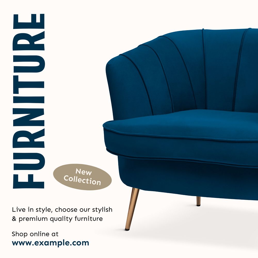 Furniture Instagram post template, editable text