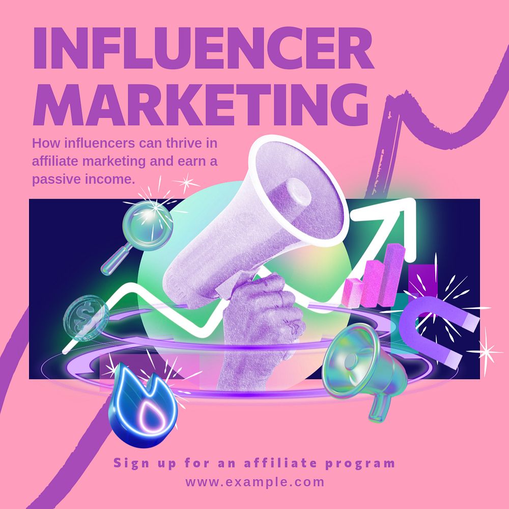 influencer marketing Instagram post template, editable text