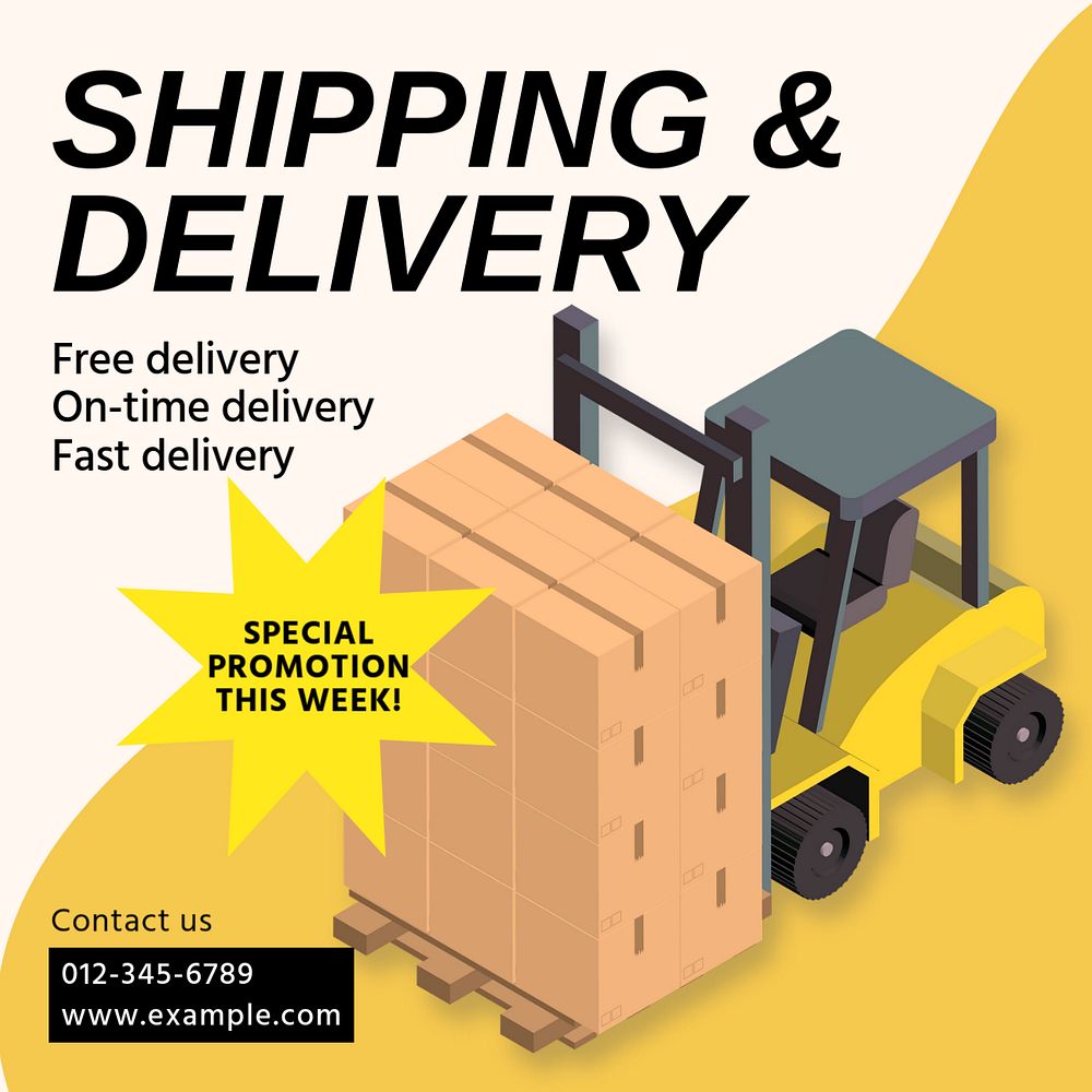 Shipping & delivery Instagram post template, editable text