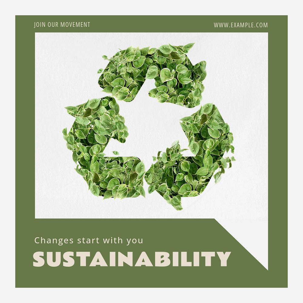 Sustainability Instagram post template, editable text