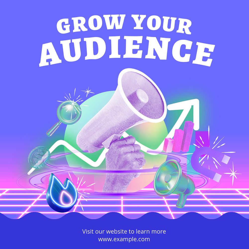 grow your audience Instagram post template, editable text