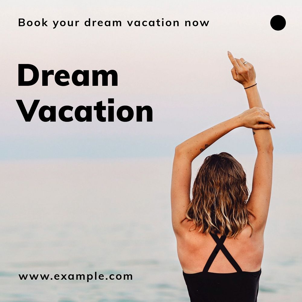 Dream vacation Instagram post template, editable text